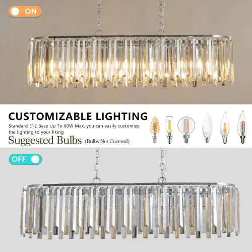 Modern Oval Crystal Chandelier Luxury Home Decor Fixtures - No Bulbs